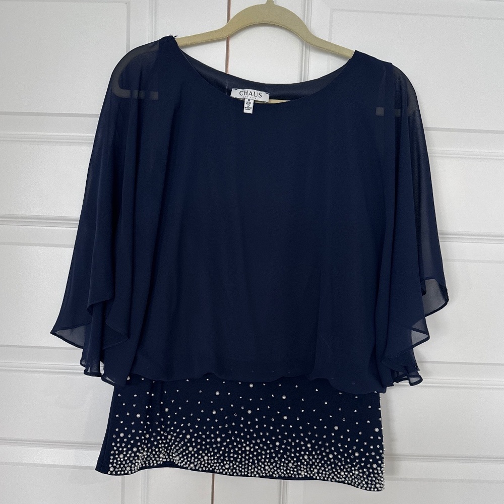 Chaus bejeweled lightweight blouse -Size M